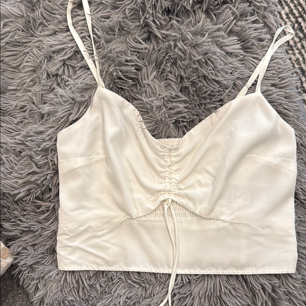 White Ruched Women's Crop Top Abercrombie Fitch small